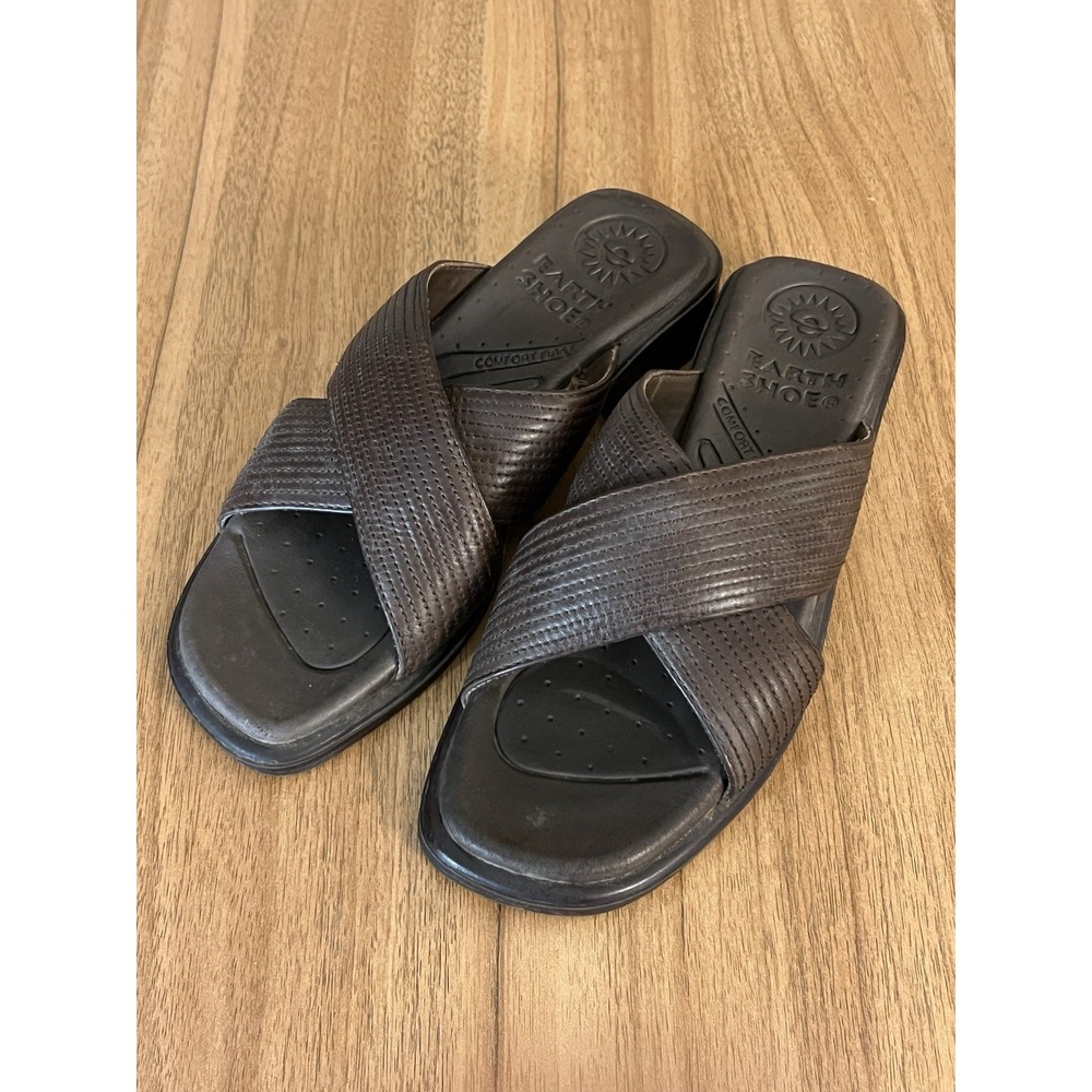 Earth Shoe‎ Bradford Leather Sandals Criss-Cross Wide Straps Women's Sz 7